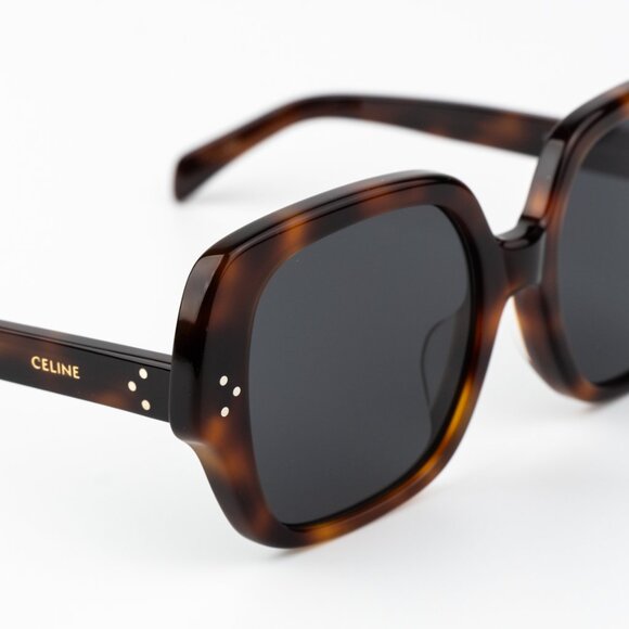 Celine 3 DOTS Women Sunglasses Medium Havana Smoke Grey Geometric CL40241F 53A - Picture 7 of 11